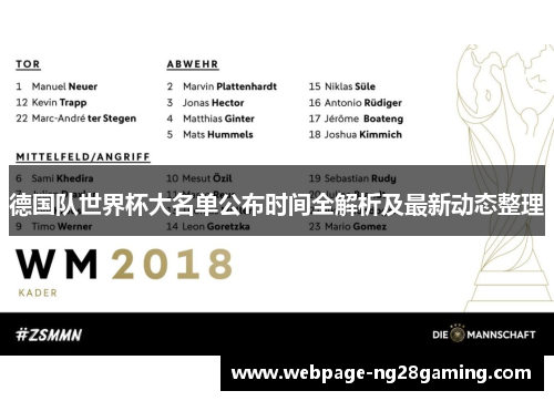 德国队世界杯大名单公布时间全解析及最新动态整理