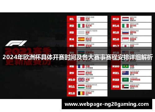 2024年欧洲杯具体开赛时间及各大赛事赛程安排详细解析